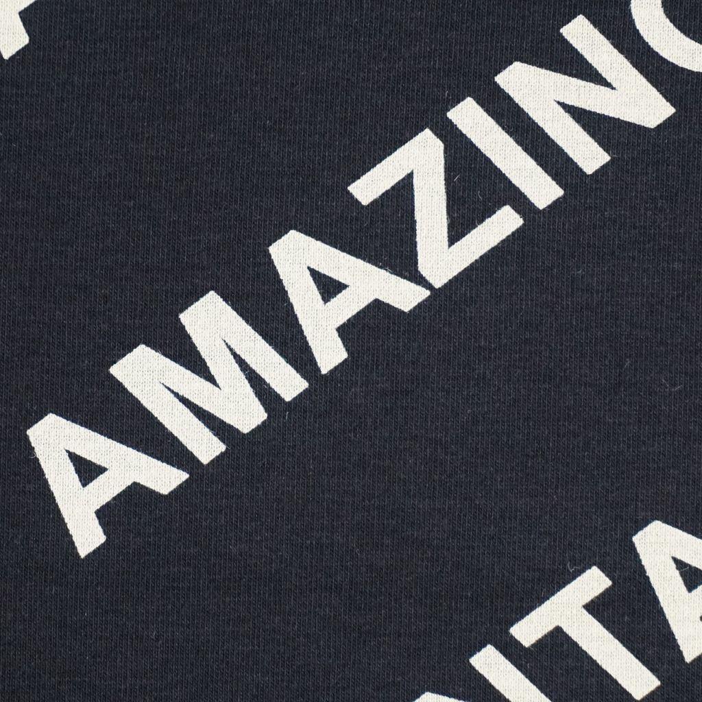 Sweat Stoff Textprint Amazing schwarz ecru - Bio
